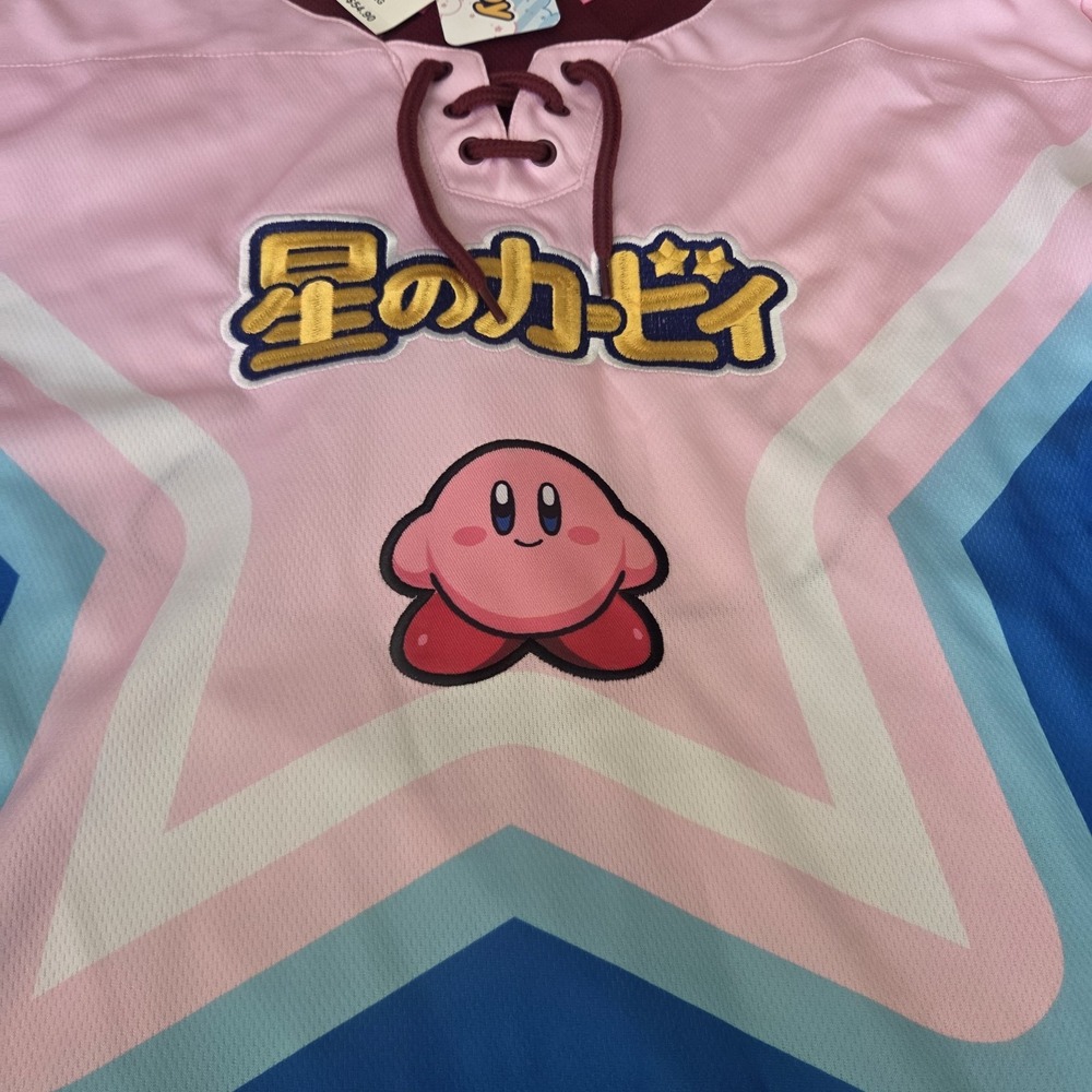 Rare New with Tag Nintendo Kirby Pink and Blue Jersey with Kirby 93 Size Large L